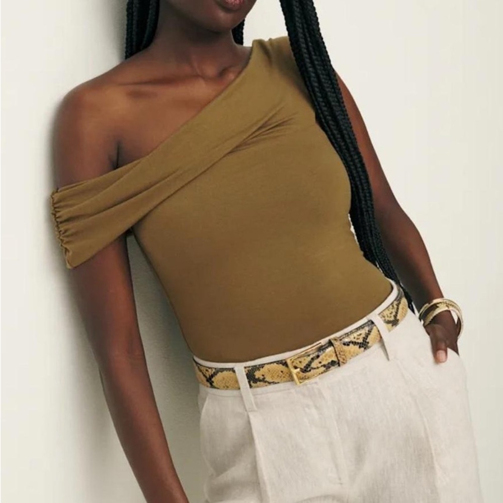 Reformation olive green Asymmetrical Sleeveless shirt
